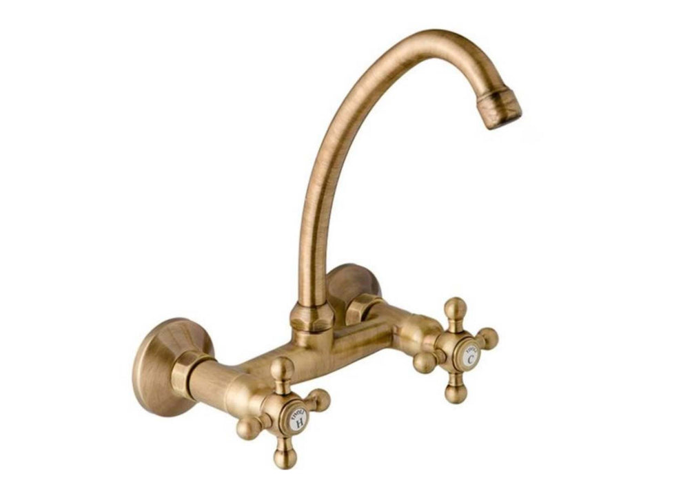 Gold Victorian Wall Type Sink Mixer